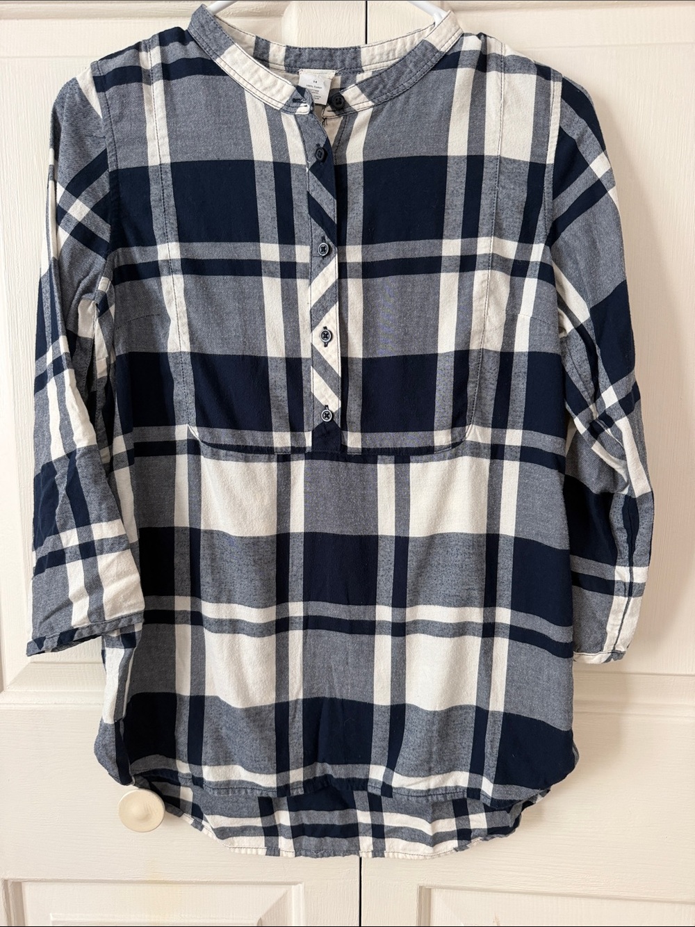 Crewcuts Girls Navy and White Plaid Button-Down tunic